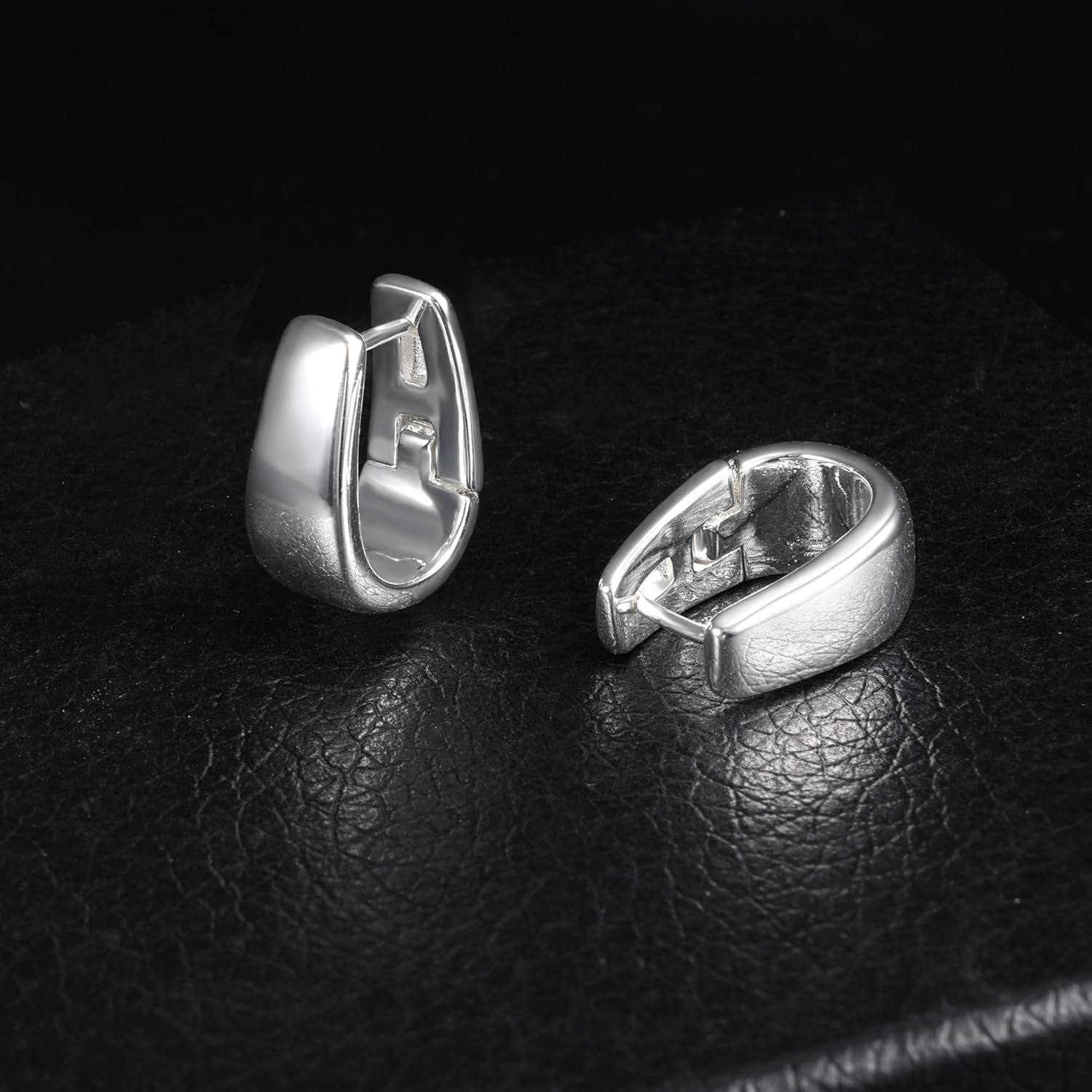 925 Sterling Silver Earrings Small Chunky Silver Earrings for Women Small Hoop #OWK010