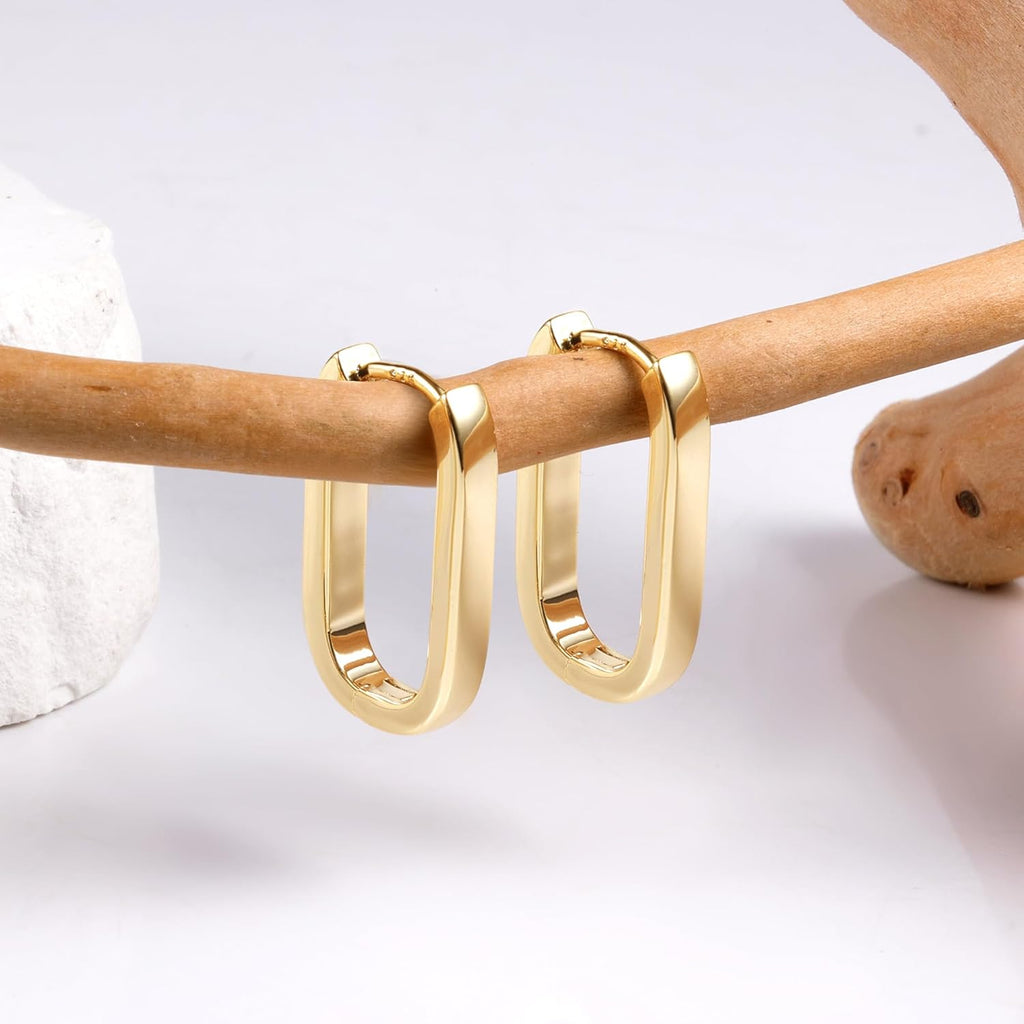 925 Sterling Silver Hoop Earrings for Women Small Square #OWK009