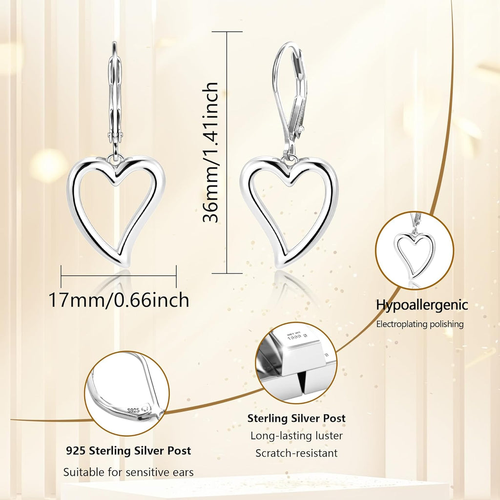 925 Sterling Silver Heart Earrings for Women #OWK004
