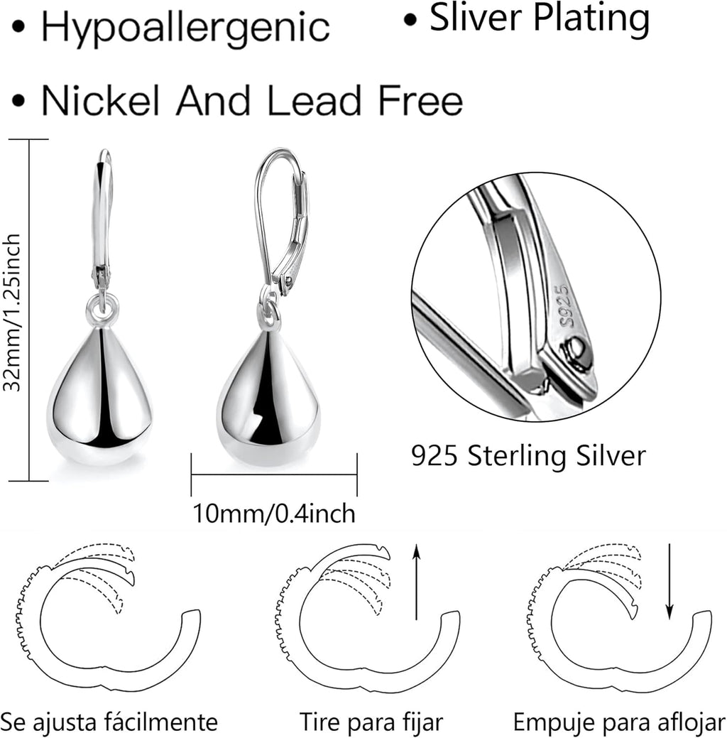 925 Sterling Silver Teardrop  Earrings for Women Girls Waterdrop #OWK011