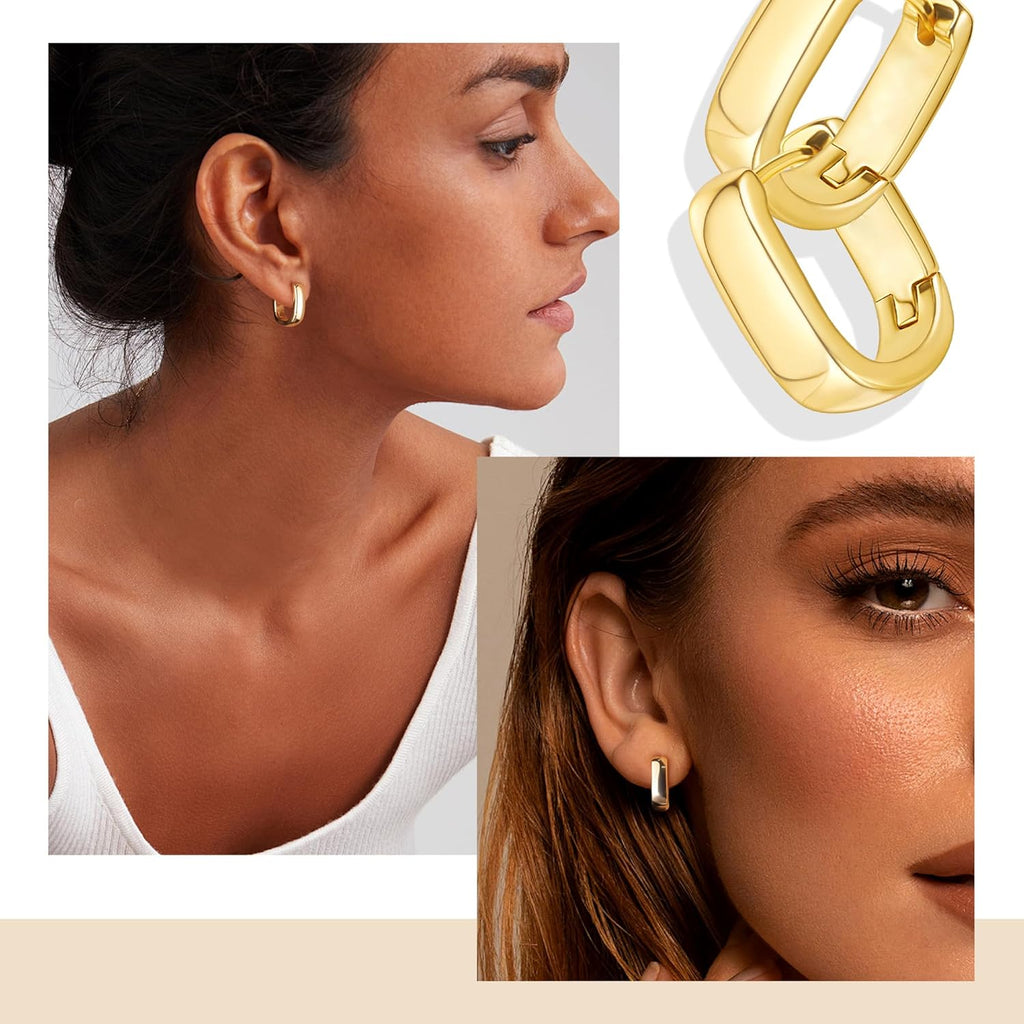 925 Sterling Silver Earrings Small Chunky Silver Earrings for Women Trendy #OWK012