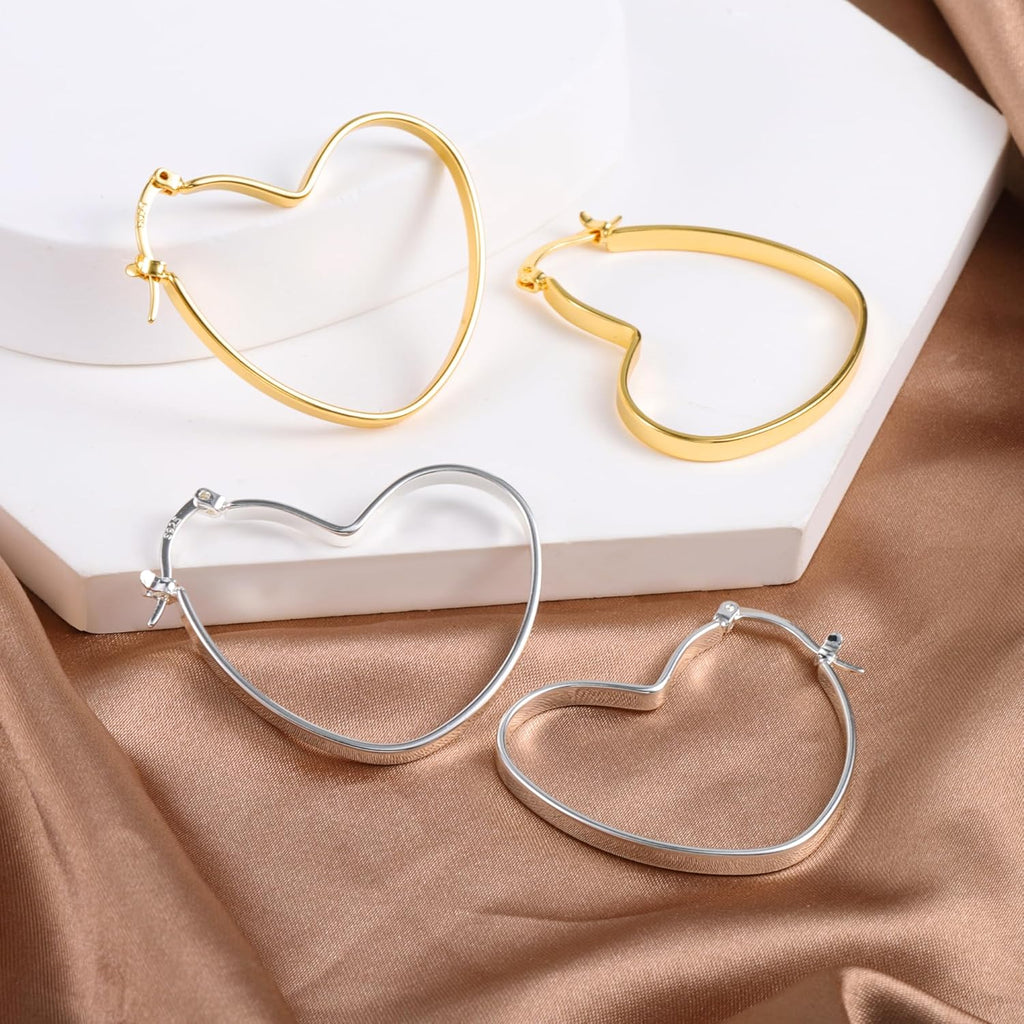 925 Sterling Silver Heart Earrings for Women Girls #OWK002