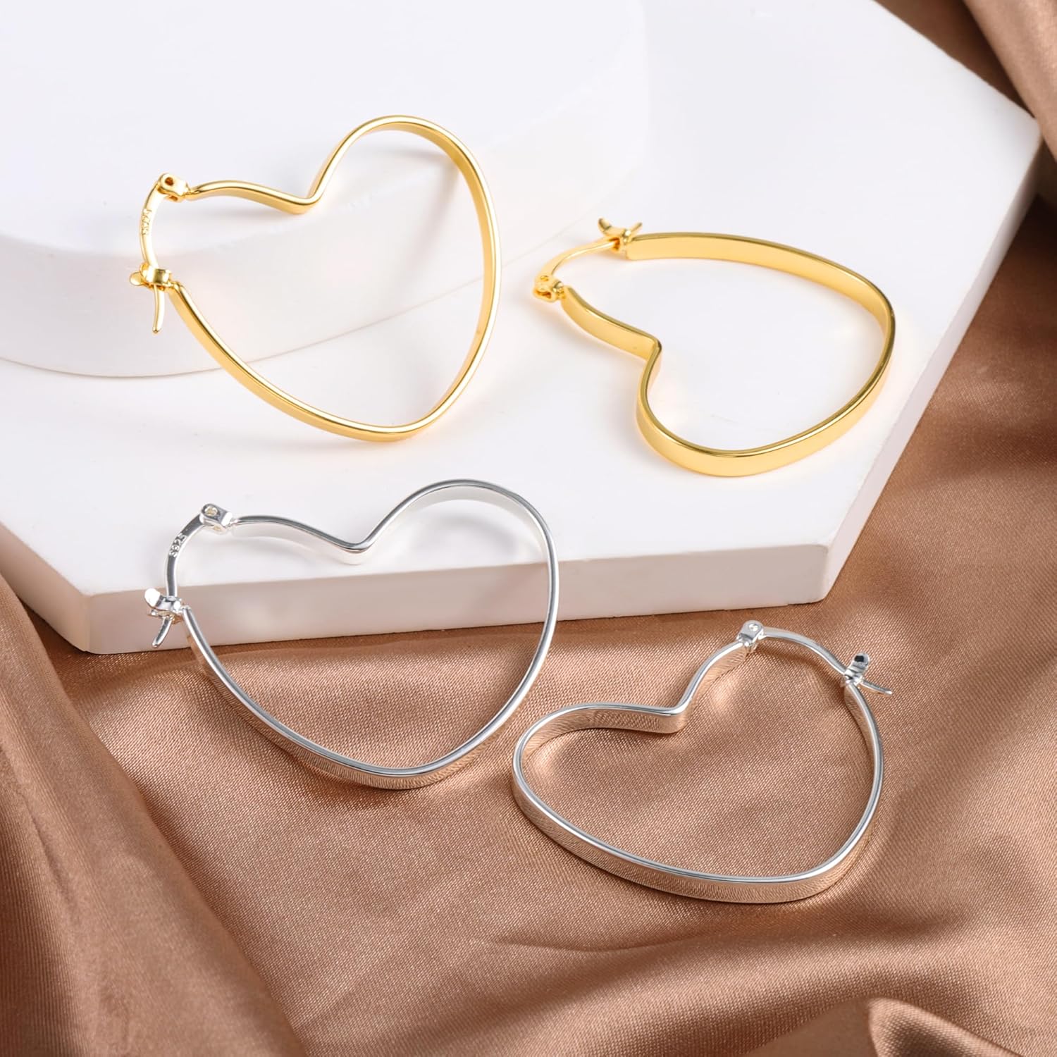 925 Sterling Silver Heart Earrings for Women Girls #OWK002